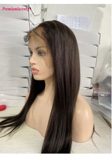 24inch Color 1 Light Yaki Indian Virgin Full Lace Human Hair Wig