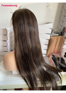 24inch Full Lace Human Hair Wig 1B highlight 30 Pre Plucked With Baby Hair