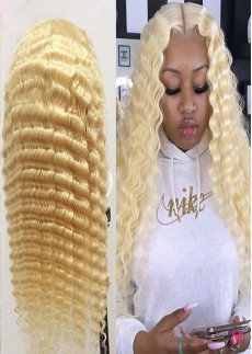 613 Blonde Glueless Lace Front Human Hair Wigs Brazilian Loose Deep Wave Remy Human Hair Wigs