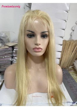 20inch 613 Blond Straight 140% Density Full Lace Wig Virgin Human Hair Wig extra lace is cut