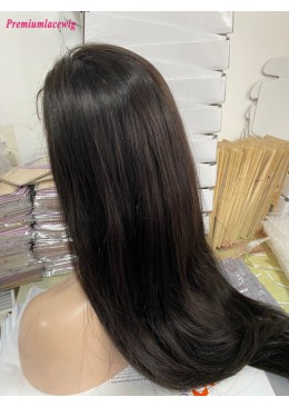 26inch Natural Color Straight Glueless Full Lace Wig 140% Virgin Human Hair Wig extra lace is cut