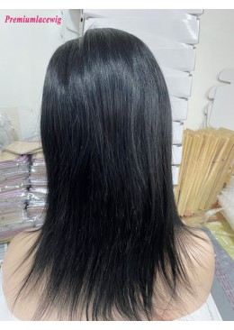 Silk top 12inch Color 1 Straight Full Lace Wig 130% Human Hair Wig extra lace is cut