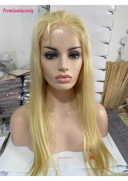 Silk Top 18inch 613 Blond Straight 120% Density Full Lace Wig Virgin Human Hair Wig extra lace is cut