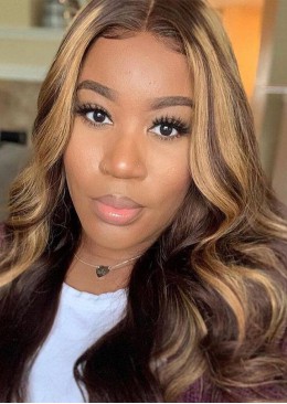 Ombre Honey Blonde Brown Loose Deep Long Frontal Highlight Lace Front Human Hair Wigs
