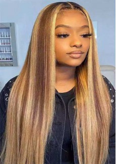 ombre root color 2 with piano color 30 and 27 Straight Lace Front Wig Highlight Wig Human Hair Wigs