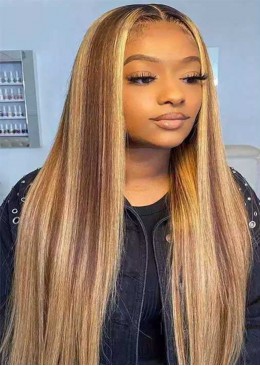 ombre root color 2 with piano color 30 and 27 Straight Lace Front Wig Highlight Wig Human Hair Wigs