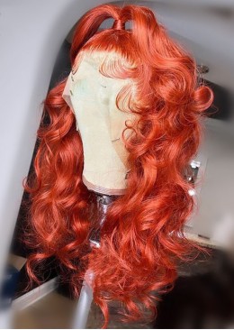 Orange Red Colored Lace Human Hair Lace Frontal Wig Body Wave Lace Front Wig Malaysian Human Hair Wigs for Black Women