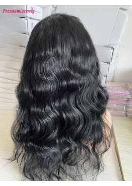 13x4 18inch 150% Density Color 1 Body Wave Lace Front Wig