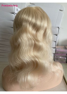 14inch PU perimeter with mono inside blonde human hair piece