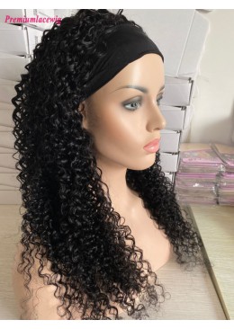 24inch 150% Density Color 1 Deep Curly Headband Wig