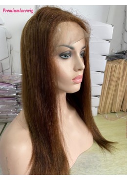 Full Lace Human Hair Wigs 18inch Yaki Straight Peruvian Virgin Hair Wigs