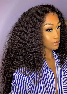 Curly Lace Front Wig Malaysian Pre Plucked Bleached Knots Curly Human Hair Wig