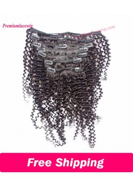 14 inch Kinky Curly Brazilian Hair Clip In Human Hair Bundles