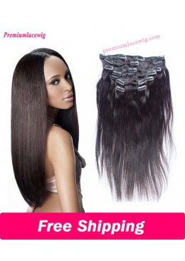 14 inch Straight Natural Color Brazilian Hair Clip Hair Human Hair Bundles