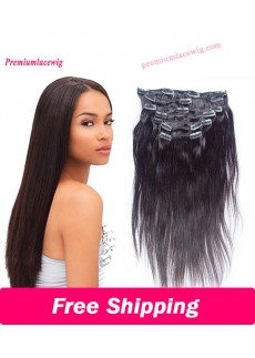 14 inch Straight Natural Color Malaysian Hair Clip Hair Human Hair Bundles