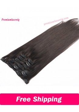 16 inch Straight Indian Human Hair Clip in Hair