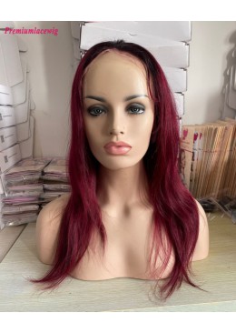 16inch Straight Ombre 1B/99J 13x4 Lace Front Human Hair Wig 