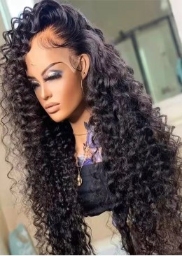 30inch Deep Curly 360 Lace Human Hair Wigs Plucked Brazilian Virgin Hair