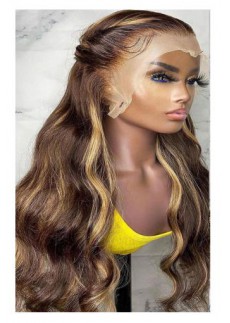 4/27 Highlight Wig Brazilian Body Wave Wig 360 Lace Human Hair Wigs Honey Blonde 
