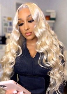 24inch 613 Blonde 13x6 Lace Front Wig Brazilian Loose Wave Pre Plucked Lace Frontal Human Hair Wigs Remy Transparent Lac