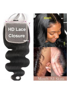 6x6 HD Lace Closure Body Wave Brazilian Human Hair Lace Closure