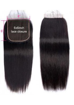 6x6 Lace Closure Brazilian Human Hair Straight Closure 14inch