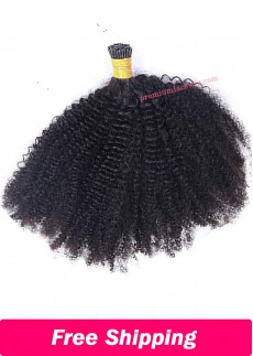 Afro Kinky Curly I Tip Microlinks Stick Hair Extension 100% Human Hair Brazilian Raw Virgin For Black Women
