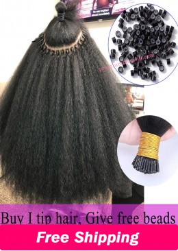 Brazilian Afro Kinky Straight I Tip Microlinks Hair Extensions Human Hair 