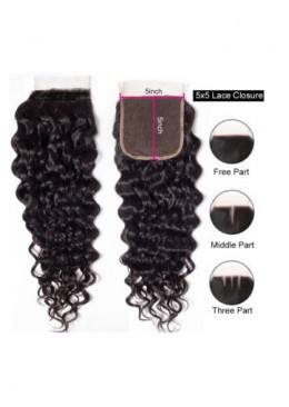 Lace Closure Brazilian Human Hair Water Wave 5X5 Lace Closure