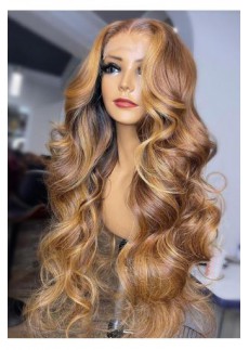 Piano 30/27 Color 360 Lace Frontal Wigs Honey Blonde Body Wave Lace Front Wigs Pre-Plucked Highlight Wigs 
