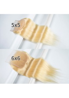 5x5 Straight Lace Closure Malaysian Virgin Hair Blonde 613 Lace Closure