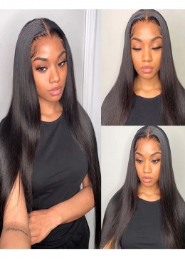 Straight 360 Lace Human Hair Wig For Black WomenPre Plucked Baby Hair 