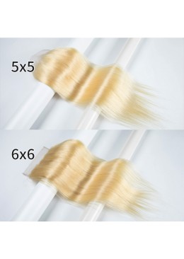 Straight Blonde Lace Closure Brazilian Human Hair 613 Lace Closure 6x6