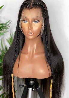 26Inch 180 Density Long Straight Glueless 360 Lace Front Wigs For Black Women Daily Used Soft