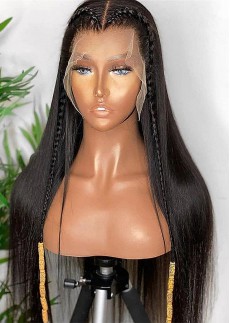 26Inch 180 Density Long Straight Glueless 360 Lace Front Wigs For Black Women Daily Used Soft