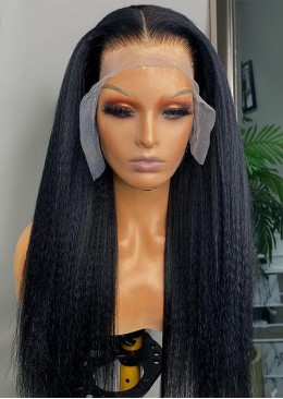 Italian Yaki 360 Lace Wig Human Hair Yaki Human Hair Wig 24inch