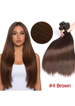 #4 Brown Human Hair Bundles Straight Brazilian Hair Weave Bundles 3pc