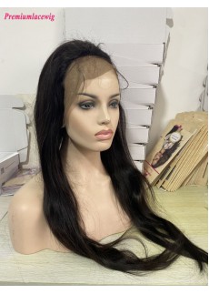 24inch Indian Virgin Human Hair Straight 150 Density 13x4 Lace Front Human Hair Wigs 