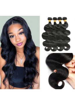 Body Wave Human Hair Bundles 10-30 Inch Natural Black Color 4 PCS Indian Remy Hair Extensions