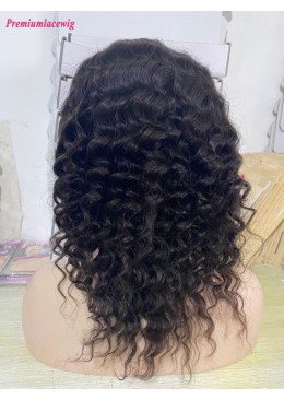 Brazilian 14inch Deep Wave Lace Front Human Hair Pre Plucked Wigs 