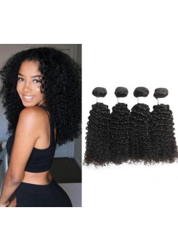 Brazilian Human Hair Bundles Kinky Curly Weft Natural Color 4pc/lot Remy Hair Bundle 