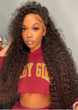  Curly Human Hair Brazilian Wigs For Black Women 360 Lace Frontal Wig