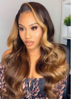 Body Wave Full Lace Wig Brazilian Ombre 1B 4 27 Colored Human Hair Wigs For Women Glueless Lace Wigs