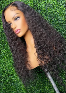 Curly Undetectable Glueless  Full Swiss Lace Virgin Human Hair  Wig