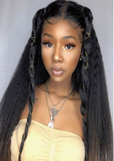 Kinky Straight 360 Lace Natural Wigs Human Hair For Black Women Hair Wigs Bleached Knots