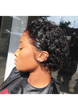 Pixie Cut Curly Bob Lace Front Wig Peruvian Virgin Hair Human Hair Wig