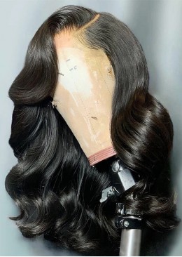 Body Wave 13x6 Short Bob Wig Lace Front Human Hair Brazilian Remy Loose Pre Plucked 250 Density For Black Women