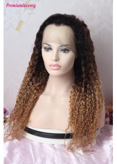 Ombre Full Lace Wig three tone color 1B-4-27 Deep Curly 24inch 180% Density