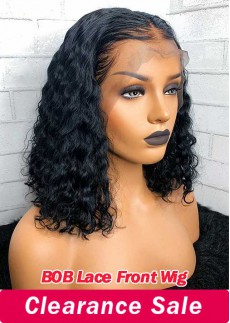 Clearance Sale!BOB 13x6 Lace Front Wig Deep Curly Brazilian Virgin Hair 10inch
