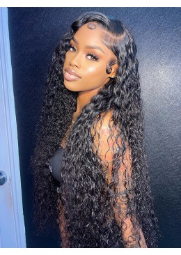 30inch 150% Density Wet Curly Brazilian Virgin Hair Lace Wig Pre Plucked